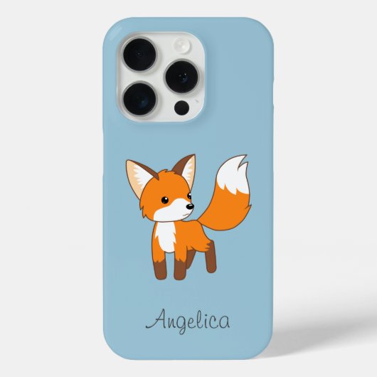 Kute Little Fox op Blue Case-Mate iPhone Case (Achterkant)