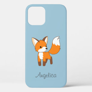 Kute Little Fox op Blue iPhone 12 Pro Hoesje