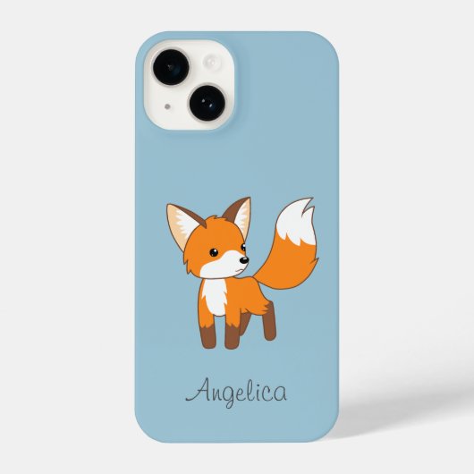 Kute Little Fox op Blue iPhone Hoesje (Achterkant)