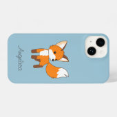 Kute Little Fox op Blue iPhone Hoesje (Achterkant horizontaal)