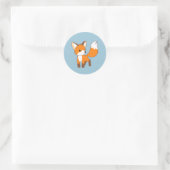 Kute Little Fox op Blue Ronde Sticker (Tas)