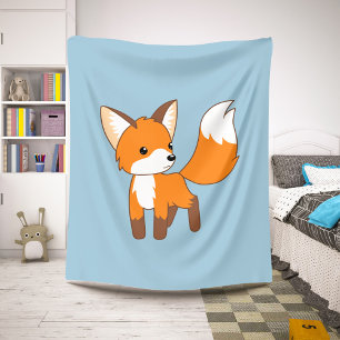 Kute Little Fox op Blue Sherpa Deken