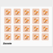 Kute Little Fox op Peach Vierkante Sticker (Vel)