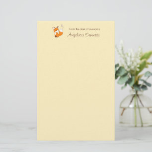 Kute Little Fox op Yellow Briefpapier