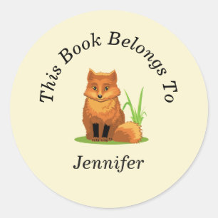 Kute Little Fox Terug naar school Ronde Sticker