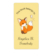 Kute Little Fox Watterfly Bookplate Etiket (Voorkant)