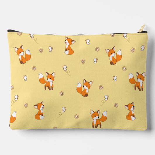 Kute Little Foxes Pattern on Yellow Etui (Achterkant)