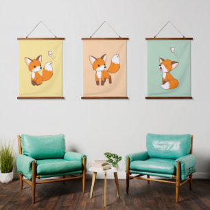 Kute Little Foxes Set van 3 Hangend Wandkleed