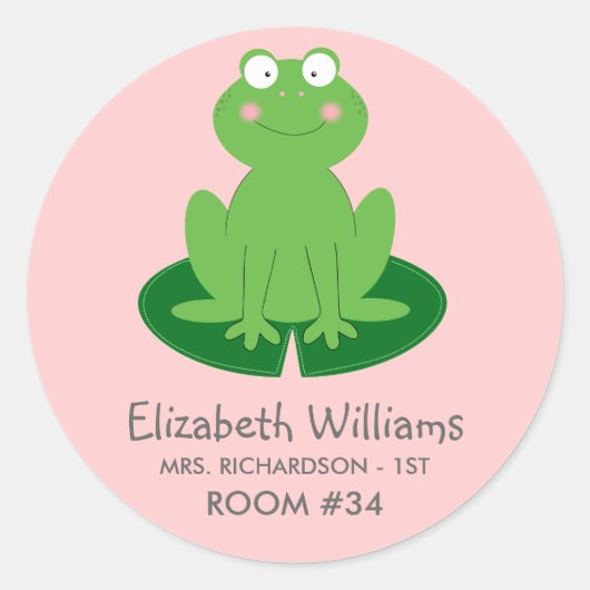 Kute Little Froggy Classroom Name Label Label (Voorkant)