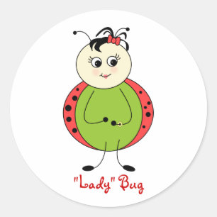 Kute Little Girl Ladybug met Bow Ronde Sticker