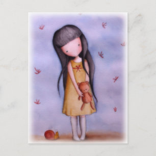 Kute Little Girl met Teddy Bear Briefkaart