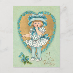 Kute Little Girl met Valentijn Greeting Feestdagenkaart