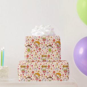 Kute Little Girl Wrapping Paper Cadeaupapier