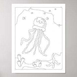 Kute Little Jellyfish Antistress Colour book Po Poster