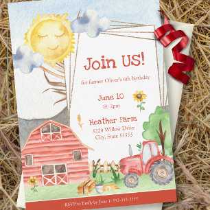 Kute Little Kinder Boerderij Birthday Party Kaart