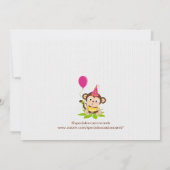 Kute Little Monkey First Birthday Invitation Kaart (Achterkant)