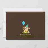 Kute Little Monkey First Birthday Invitation Kaart (Achterkant)
