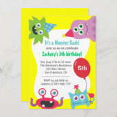 Kute Little Monster Birthday Party Bash for Kids Kaart (Voorkant / Achterkant)