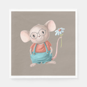 Kute Little Mouse Animal Cartoon Paper Borden Servet