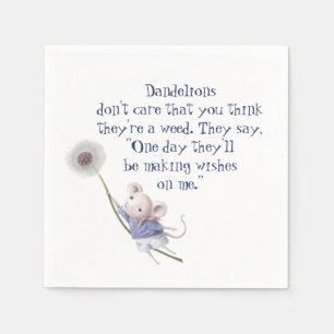 Kute Little Mouse Dandelion Inspirerend Quote Servet