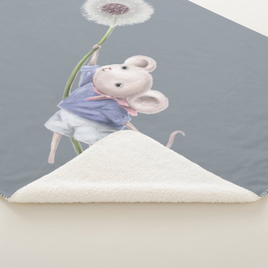 Kute Little Mouse Floating Dandelion Fluff Sherpa Deken (3/4)