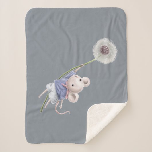 Kute Little Mouse Floating Dandelion Fluff Sherpa Deken (Voorkant)
