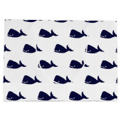Kute Little Navy Blue Whale Pattern on White Large Cadeautasje (Achterkant)