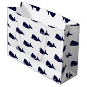 Kute Little Navy Blue Whale Pattern on White Large Cadeautasje (Voorkant Gekanteld)