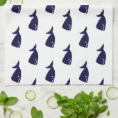 Kute Little Navy Blue Whale Pattern on White Theedoek (Gevouwen)