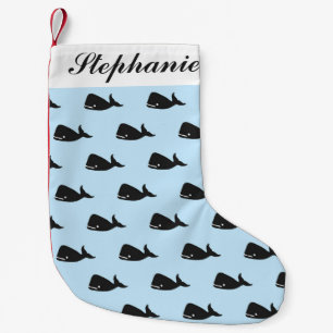 Kute Little Navy Blue Whale Pattern op Pastel Blue Kleine Kerstsok