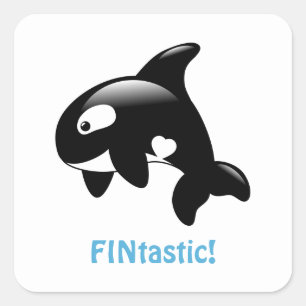 Kute Little Orca FINtastic (Fantastisch) Vierkante Sticker