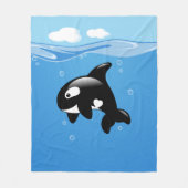 Kute Little Orca Whale in Ocean Fleece Deken (Voorkant)