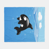 Kute Little Orca Whale in Ocean Fleece Deken (Voorkant (Horizontaal))