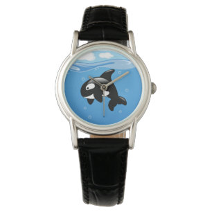 Kute Little Orca Whale in Ocean Horloge