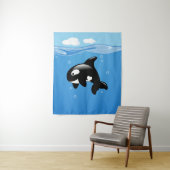 Kute Little Orca Whale in Ocean Wandkleed (In situ)