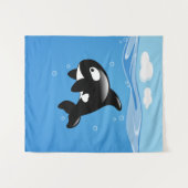Kute Little Orca Whale in Ocean Wandkleed (Voorkant (horizontaal))