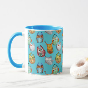 Kute little owls all-over design mok