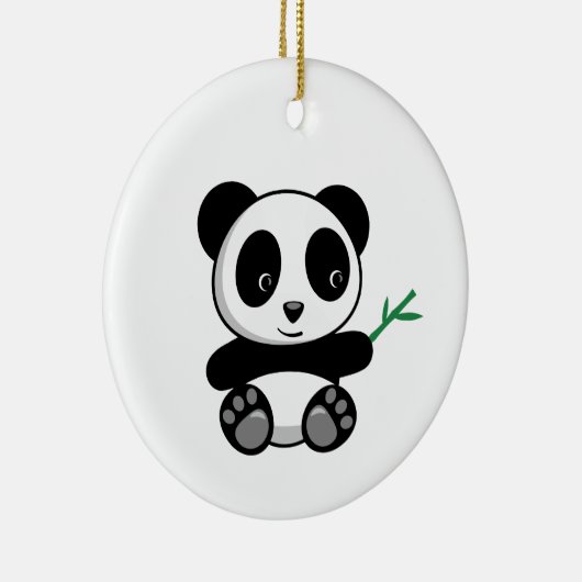 Kute Little Panda met een Bamboe Stick Keramisch Ornament (Rechts)