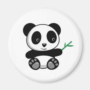 Kute Little Panda met een Bamboe Stick Magneet
