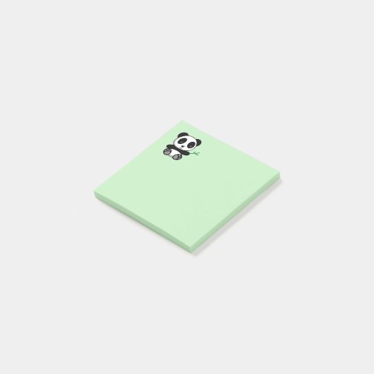 Kute Little Panda met een Bamboe Stick Post-it® Notes (Schuin)