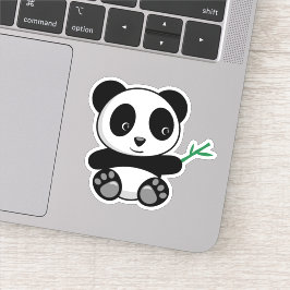Kute Little Panda met een Bamboe Stick Sticker