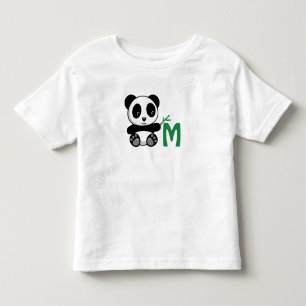 Kute Little Panda met een Bamboo Stick Monogram Kinder Shirts