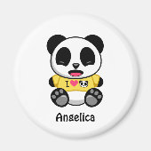 Kute Little Panda on White Magneet (Voorkant)