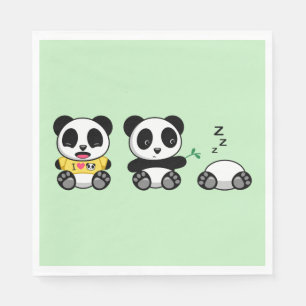 Kute Little Pandas on Green Servet