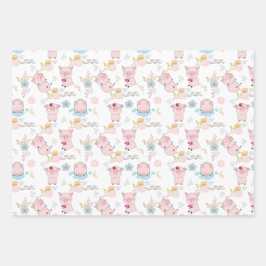 Kute Little Pigs Inpakpapier Vel (Voorkant)