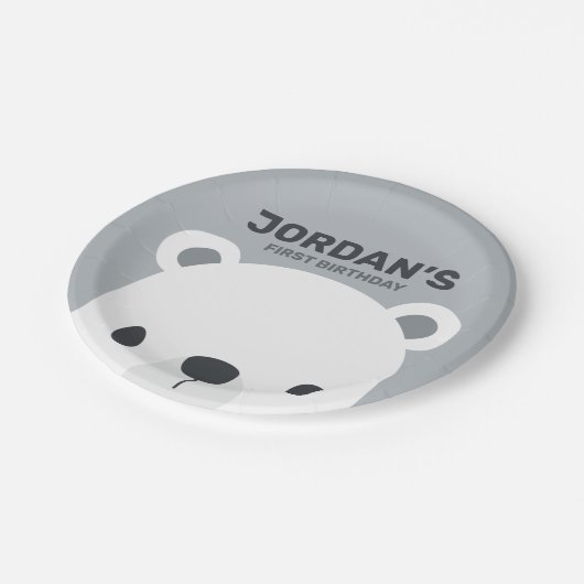 Kute Little Polar Beer Birthday Papieren Bordje (Gekanteld)