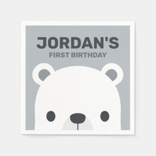 Kute Little Polar Beer Birthday Servet