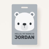 Kute Little Polar Beer met Persoonlijke naam Badge (Voorkant)
