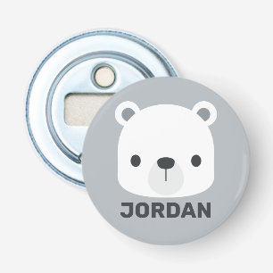 Kute Little Polar Beer met Persoonlijke naam Button Flesopener