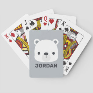 Kute Little Polar Beer met Persoonlijke naam Pokerkaarten